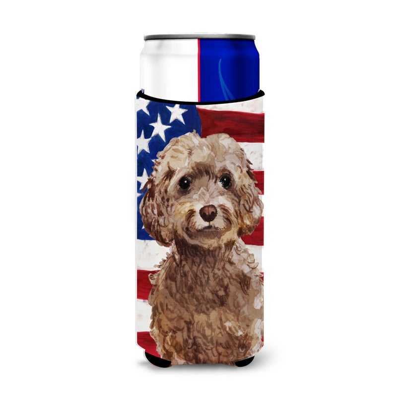 Caroline's Treasures ""Caroline's Treasures Brown Cockapoo Patriotic Decorative Can Hugger  Slim  Multicolor"" 