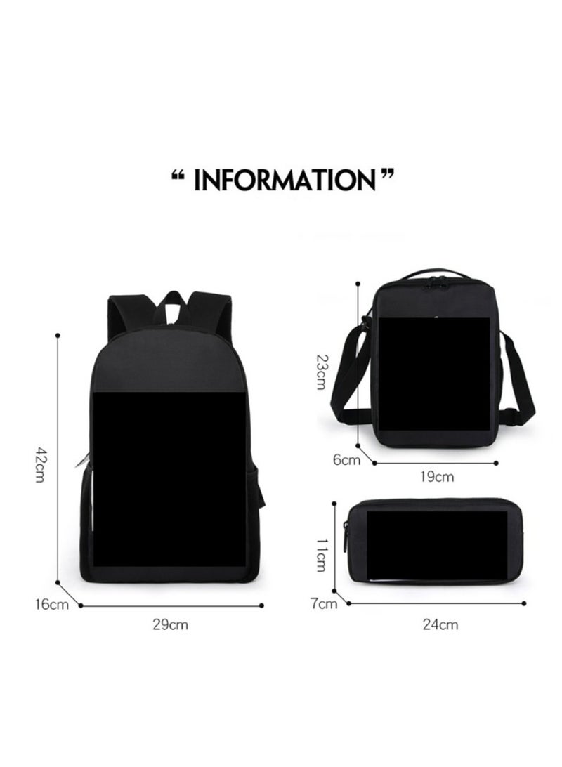 Godzilla Children's leisure load reducing large capacity printed backpack for elementary school students, 3-piece set - Image 2