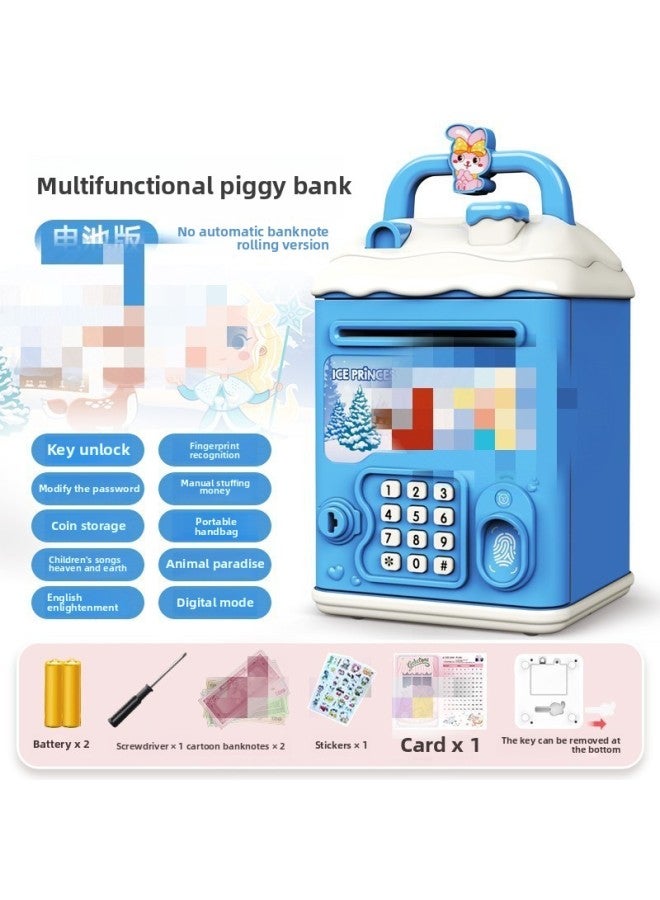 Cartoon Explosions Piggy Bank Manual Opening Creative Children's Piggy Bank Fingerprint Digital Password Key Unlock Multi-function-Color:797/princess Battery Version {multifunctional Manual Door Opening} Free Gift Package - Image 1