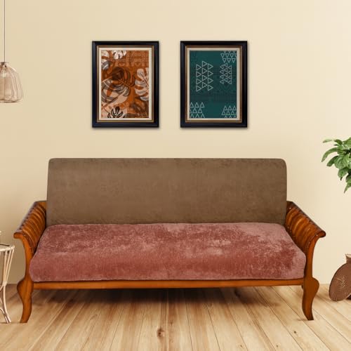 FABANE Premium Faux Rabbit Fur Sofa Cover – Rosewood – 2-Seater (27" × 48" / 70 × 120 cm) | Plush, Washable, Anti-Slip Couch Seat Runner - Image 1