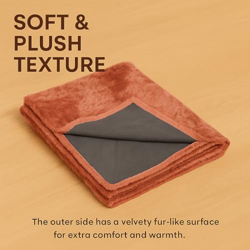 FABANE Premium Faux Rabbit Fur Sofa Cover – Rosewood – 2-Seater (27" × 48" / 70 × 120 cm) | Plush, Washable, Anti-Slip Couch Seat Runner - Image 5
