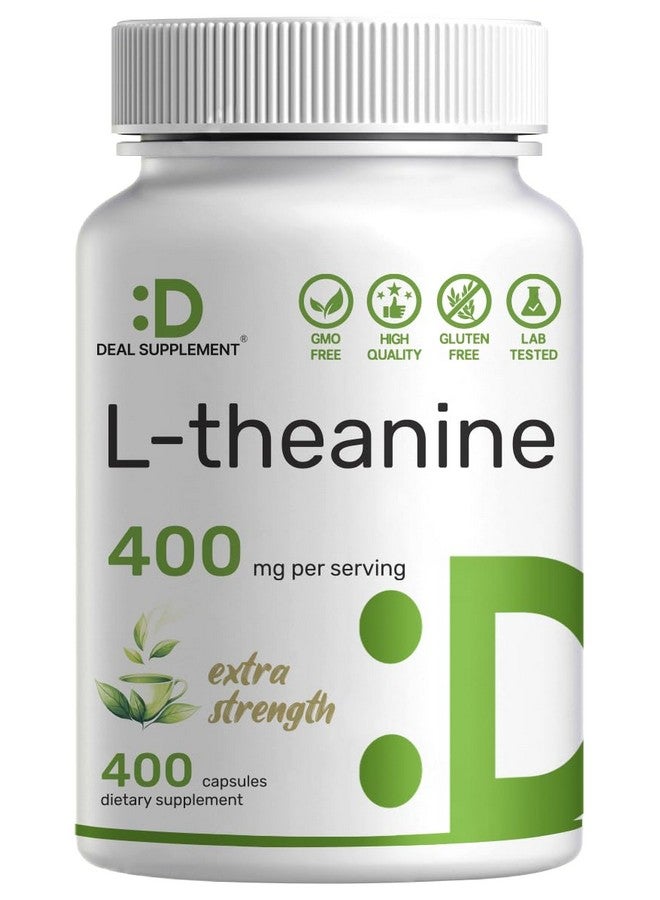 DEAL SUPPLEMENT L-Theanine 400mg, 400 Capsules - Extra Strength Theanine Supplement - Amino Acids for Focus & Relaxation Support - Non-GMO & Gluten Free - Image 1