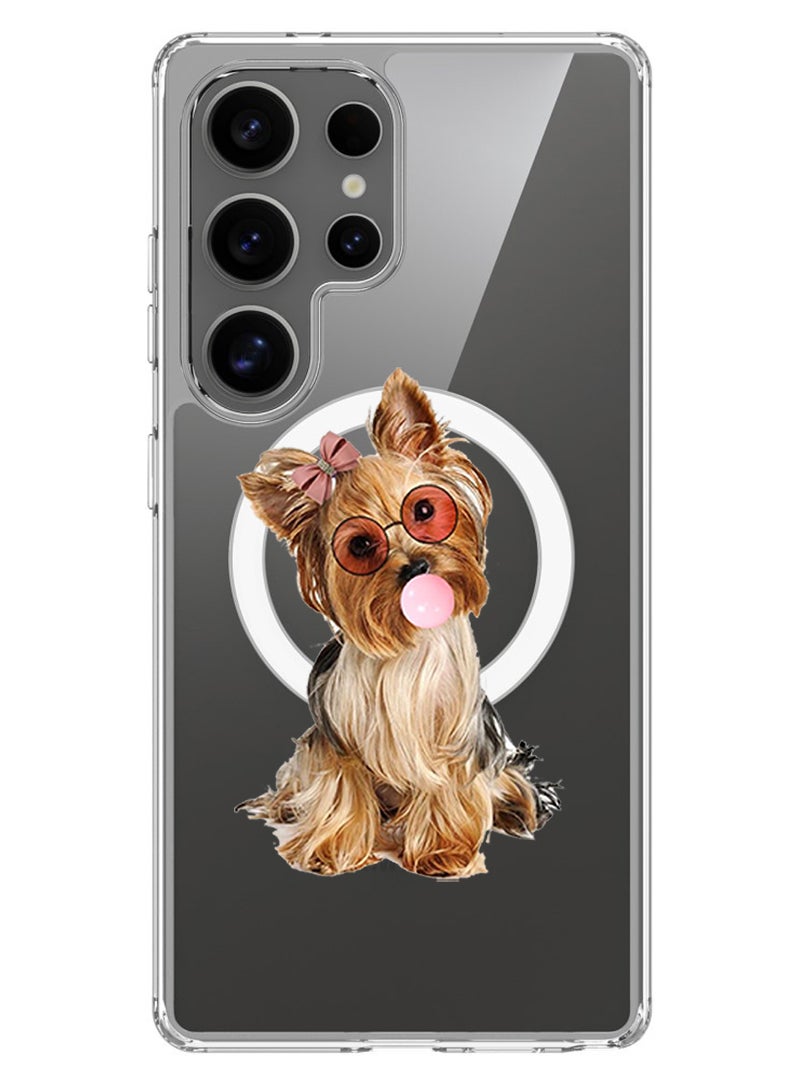 Theodor Magnetic Case for Samsung Galaxy S25 Ultra 6.9-inch Compatible with MagSafe Wireless Charging, Shockproof Phone Bumper Cover Dog with bubble - Image 1