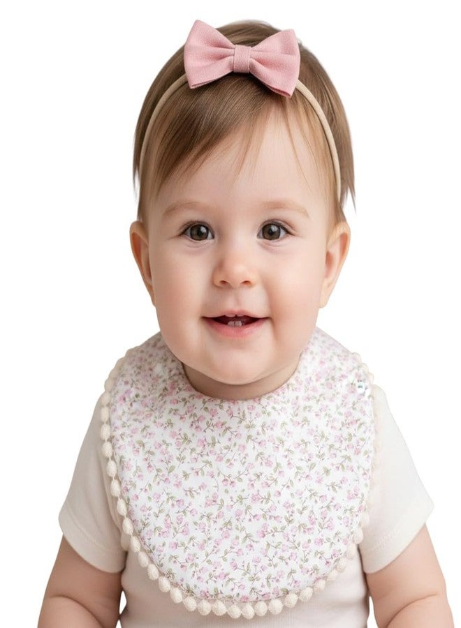 بولكاتوتس طوق رأس قطني مزين بفيونكة زهرية من Polka Tots مع طقم مريلة بوهو قابل للعكس - أبيض - Image 1
