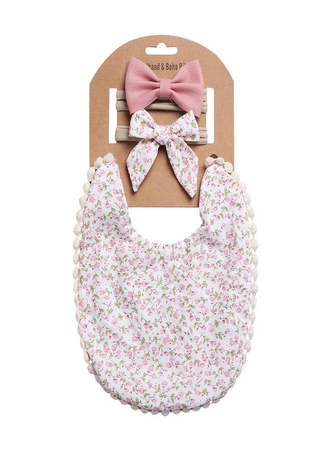 بولكاتوتس طوق رأس قطني مزين بفيونكة زهرية من Polka Tots مع طقم مريلة بوهو قابل للعكس - أبيض - Image 2
