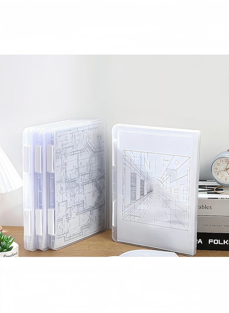 Peachjoy 4 Pcs Portable Project Case Clear A4 File Box Transparent File Slim Cases Plastic Storage File Boxes Board Game Storage Organizer,12.1 x 9.1 Inch - Image 1