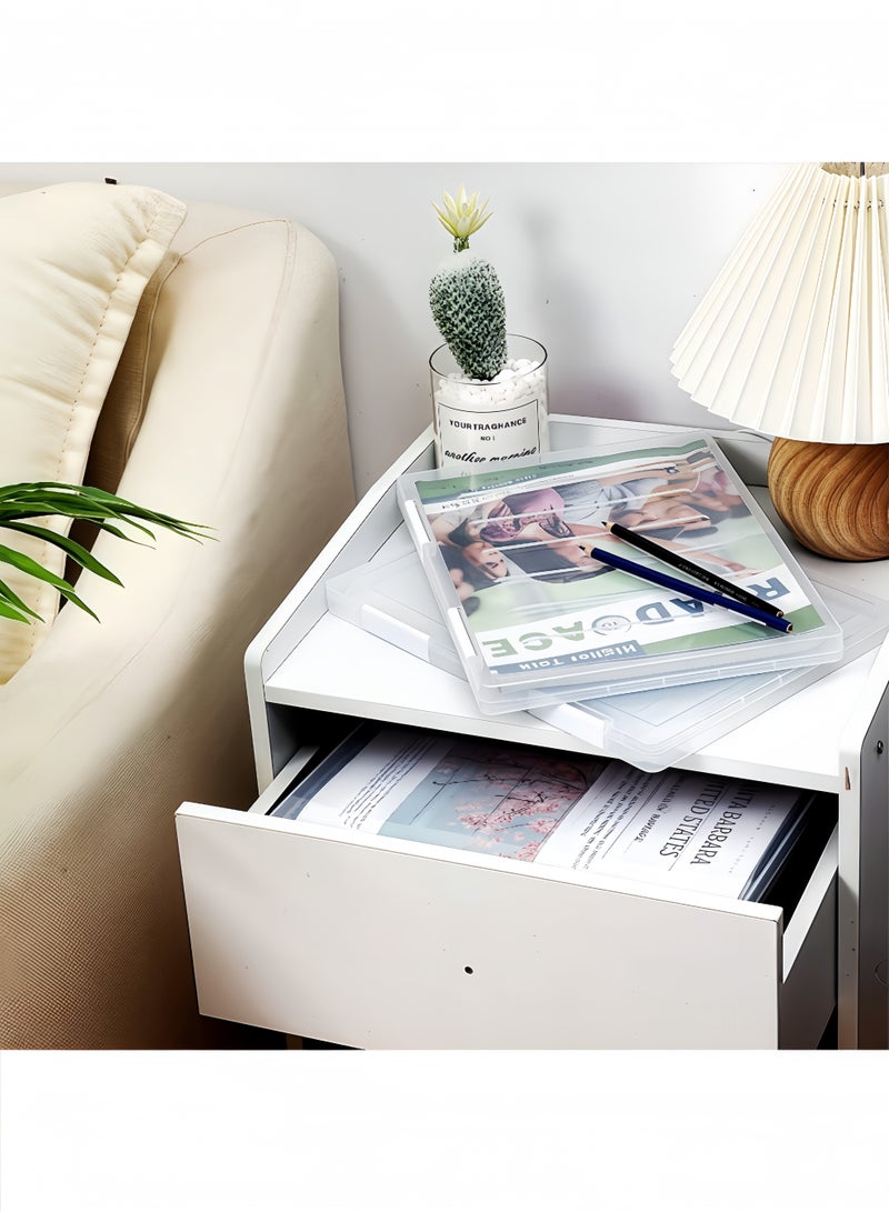 Peachjoy 4 Pcs Portable Project Case Clear A4 File Box Transparent File Slim Cases Plastic Storage File Boxes Board Game Storage Organizer,12.1 x 9.1 Inch - Image 3