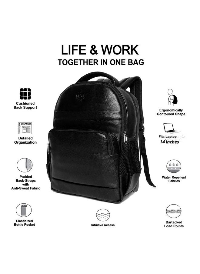 Bagneeds - Bagneeds Synthetic Leather School/College & Travel Laptop Backpack For Unisex (Black), 20 Liter - Image 1