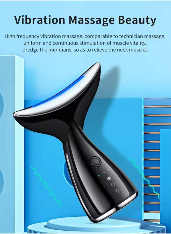 DBLEW EMS Thermal Neck Massager Face Lifting LED Photon Beauty Device Gua Sha Anti Aging Wrinkle Removal Skin Care Tightening Rejuvenation Tools 3 Modes Red Light Therapy V Shape Firming Sonic Vibration  - Image 4