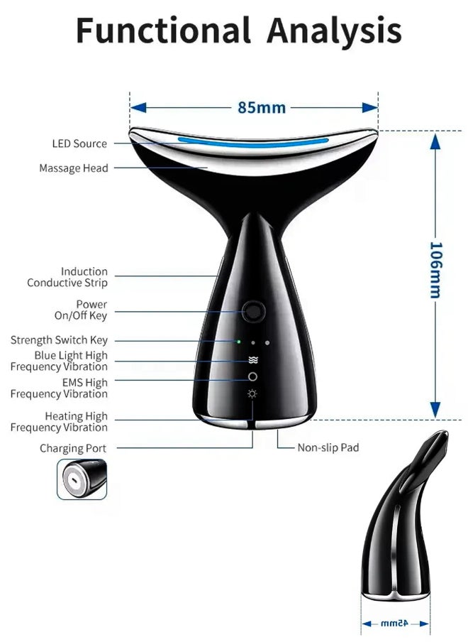 DBLEW EMS Thermal Neck Massager Face Lifting LED Photon Beauty Device Gua Sha Anti Aging Wrinkle Removal Skin Care Tightening Rejuvenation Tools 3 Modes Red Light Therapy V Shape Firming Sonic Vibration  - Image 5
