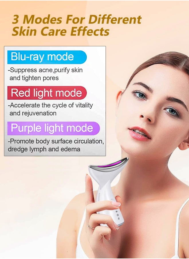 DBLEW EMS Thermal Neck Massager Face Lifting LED Photon Beauty Device Gua Sha Anti Aging Wrinkle Removal Skin Care Tightening Rejuvenation Tools 3 Modes Red Light Therapy V Shape Firming Sonic Vibration  - Image 2