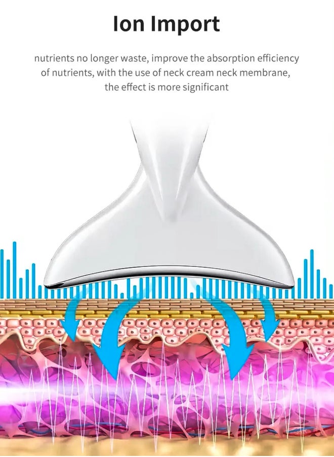 DBLEW EMS Thermal Neck Massager Face Lifting LED Photon Beauty Device Gua Sha Anti Aging Wrinkle Removal Skin Care Tightening Rejuvenation Tools 3 Modes Red Light Therapy V Shape Firming Sonic Vibration  - Image 3