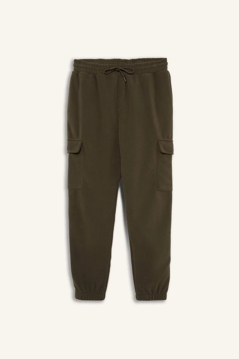 ديفاكتو Regular Fit Drawstring Waist Fleece Cargo Sweatpants