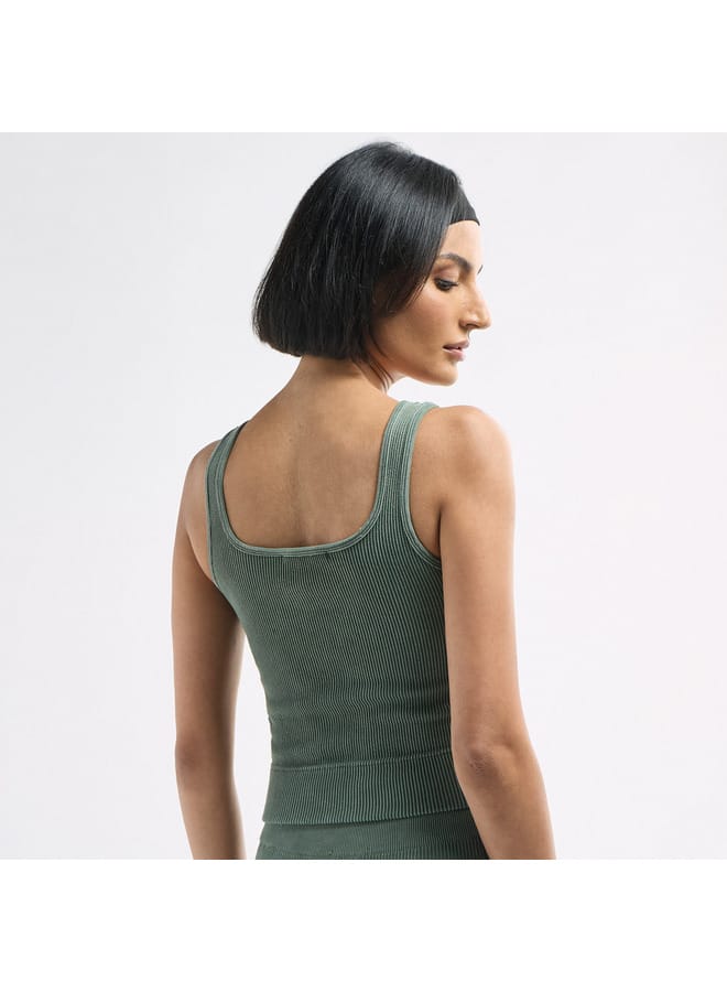Splash FAV Ribbed Cropped Tank Top with Square Neck - Image 3