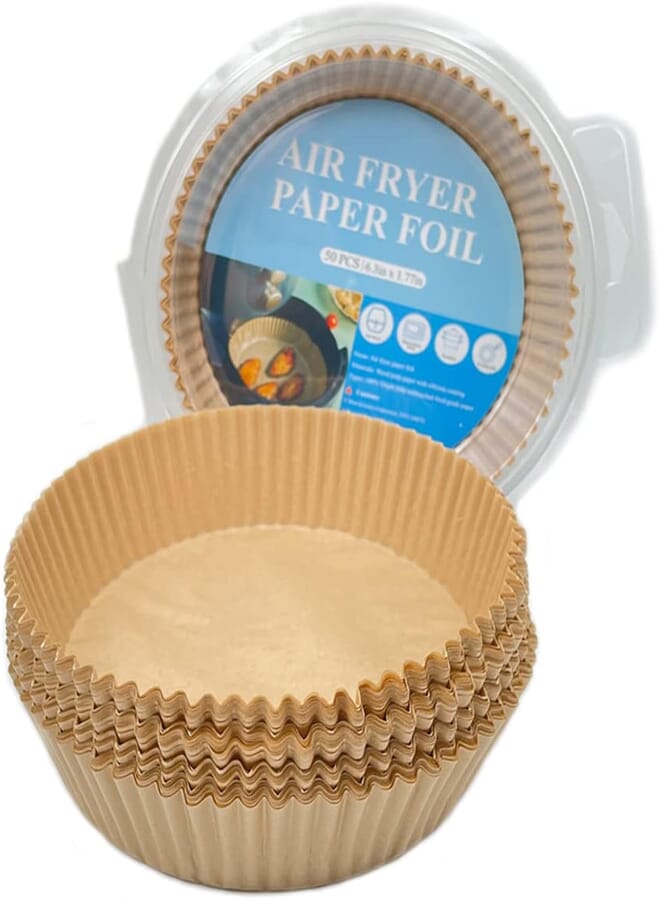Fresh Fresh Air Fryer Disposable Paper Liners, 16cm Non-Stick Air Fryer Liners, Oil-Proof Baking Paper for Air Fryer, Microwave Oven, Steamer (100pcs) 