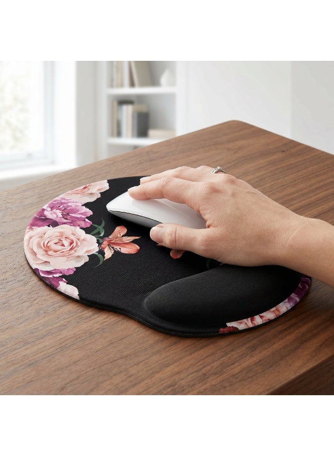 CozyNook Mouse Pad with Memory Foam Wrist Support, Ergonomic Non-Slip Wrist Rest Pad for Office, Home, Laptop & Desktop, Botanical Floral Desk Accessory - Image 2