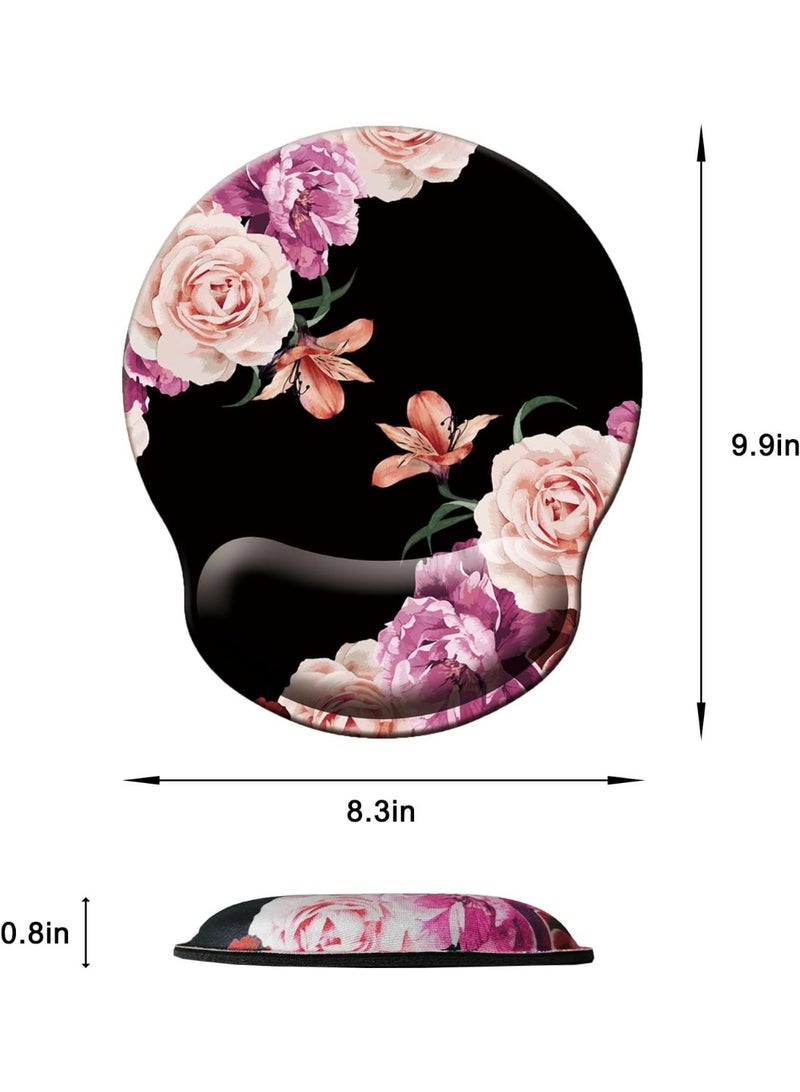 CozyNook Mouse Pad with Memory Foam Wrist Support, Ergonomic Non-Slip Wrist Rest Pad for Office, Home, Laptop & Desktop, Botanical Floral Desk Accessory - Image 5
