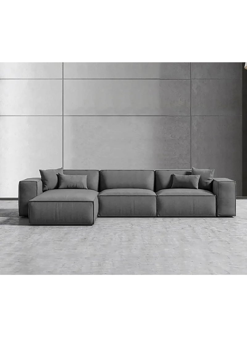 Al Zakharef Furniture Coco Corner L-Shape Luxury Sofa Set, Modern Sectional Velvet Couch, Comfortable Living Room Furniture with Free Pillows, Colour Grey - Image 5