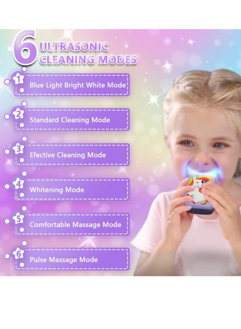 KRX KRX Kids Toothbrush Electric, U Shaped Ultrasonic Automatic Toothbrush with 2 Brush Heads, Six Cleaning Modes, Cartoon Modeling Design for Kids, Special for Birthday Gift (Purple, Kids 2-7) - Image 3