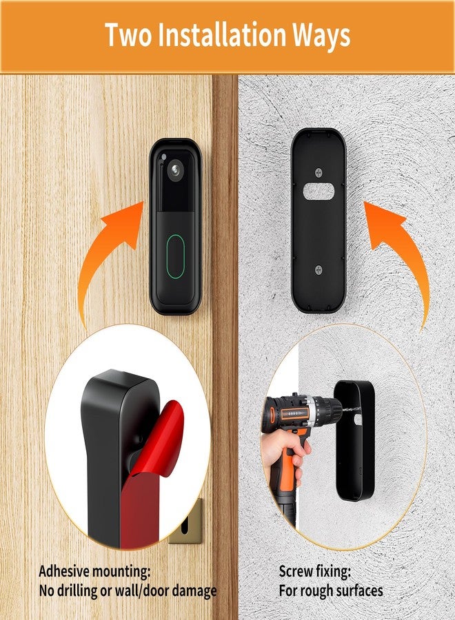 حامل جرس الباب Blink بدون حفر لكاميرا جرس الباب Blink Video Doorbell الجديدة كليًا (الجيل الثاني)، لا يحجب مستشعر جرس الباب، غطاء لاصق لتثبيت كاميرا جرس الباب لنظام أمان جرس الباب Blink - Image 3