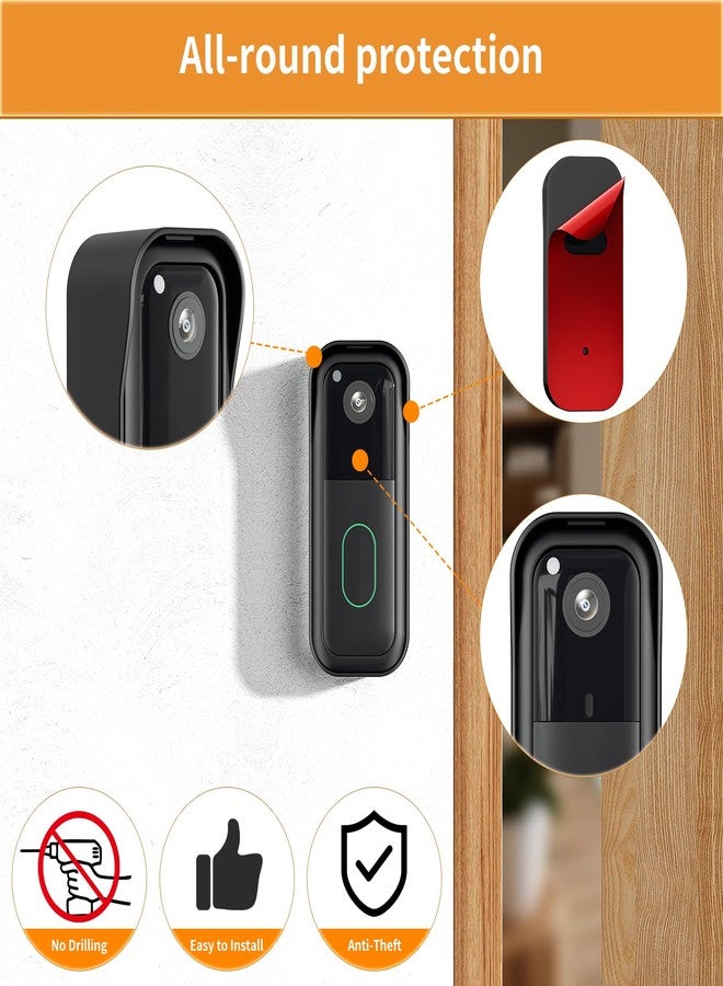 حامل جرس الباب Blink بدون حفر لكاميرا جرس الباب Blink Video Doorbell الجديدة كليًا (الجيل الثاني)، لا يحجب مستشعر جرس الباب، غطاء لاصق لتثبيت كاميرا جرس الباب لنظام أمان جرس الباب Blink - Image 5