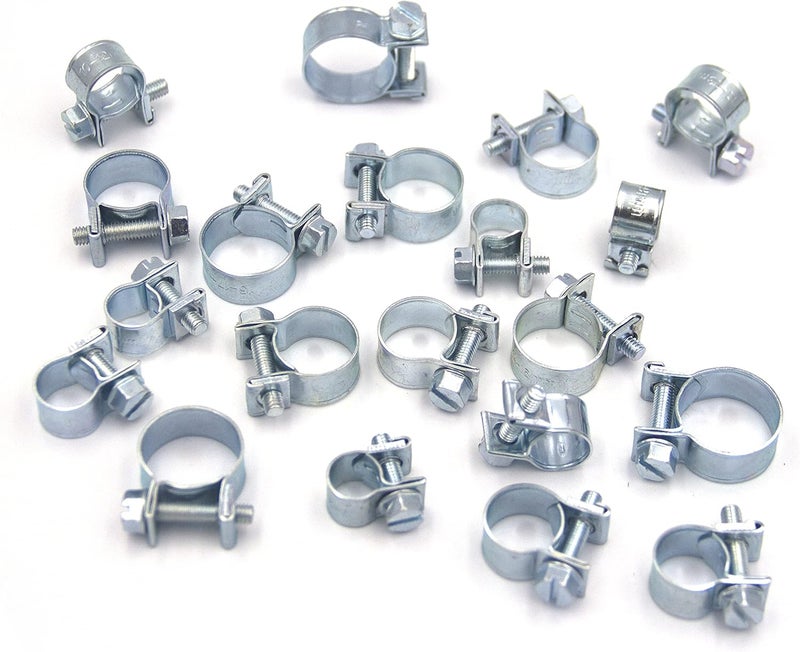ISPINNER 12pcs 16-18mm Mini Fuel Injection Hose Clamps, Zinc Plated Steel Adjustable Pipe Hose Clip Tube Clamps (5/8" - 23/32" Dia) - Image 4