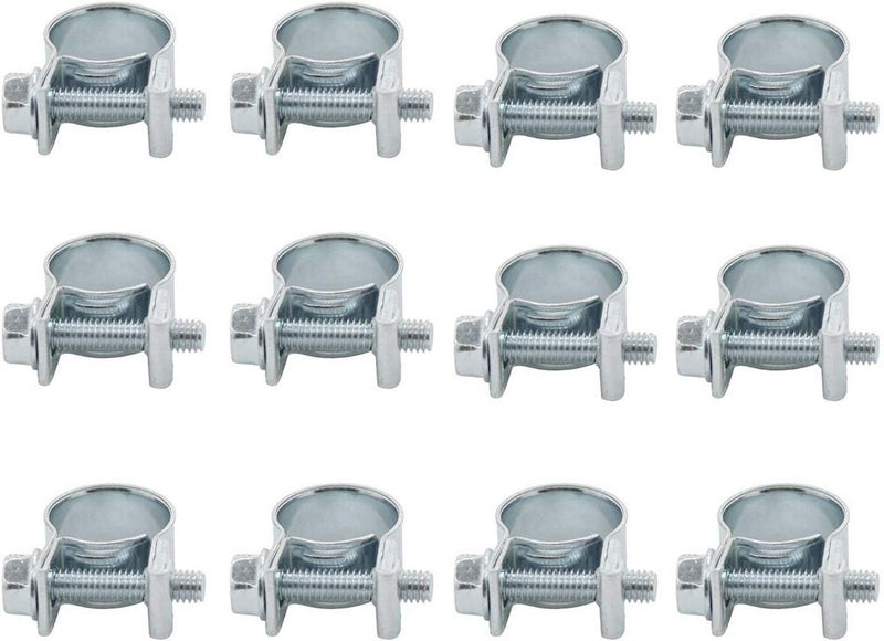 ISPINNER 12pcs 16-18mm Mini Fuel Injection Hose Clamps, Zinc Plated Steel Adjustable Pipe Hose Clip Tube Clamps (5/8" - 23/32" Dia) - Image 2
