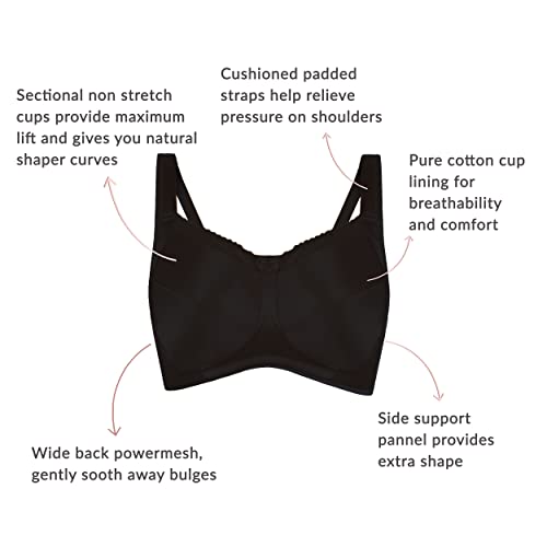 NYKD (NYB042 Non Padded Non Wired Lift Up Bra for Women | Full Coverage with Wide Bottom Band | Side Shaper Panels for No Side Bulge & Soft Wide Shoulder Straps Black - Image 5