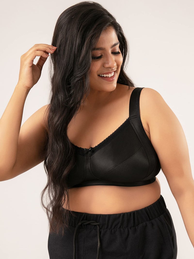 NYKD (NYB042 Non Padded Non Wired Lift Up Bra for Women | Full Coverage with Wide Bottom Band | Side Shaper Panels for No Side Bulge & Soft Wide Shoulder Straps Black - Image 4