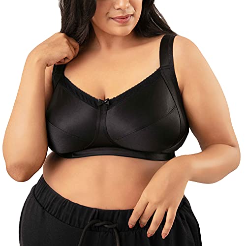 NYKD (NYB042 Non Padded Non Wired Lift Up Bra for Women | Full Coverage with Wide Bottom Band | Side Shaper Panels for No Side Bulge & Soft Wide Shoulder Straps Black - Image 1