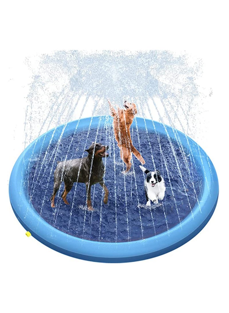SYOSI Splash Sprinkler Pad for Dogs Kids Anti-Slip Thickened Dog Pool Durable Upgrade Bath Pool Pet Summer Outdoor Water Toys Backyard Fountain Play Mat for Pet Dogs and Kiddie (150CM) - Image 1