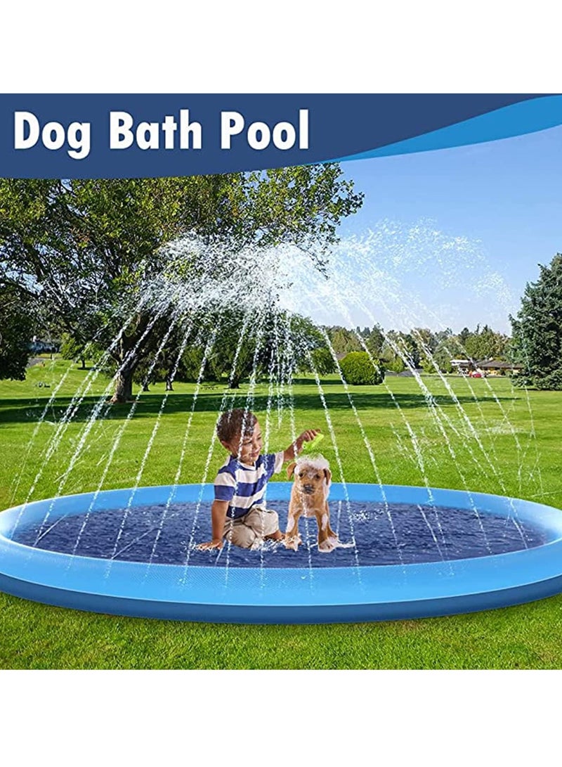 SYOSI Splash Sprinkler Pad for Dogs Kids Anti-Slip Thickened Dog Pool Durable Upgrade Bath Pool Pet Summer Outdoor Water Toys Backyard Fountain Play Mat for Pet Dogs and Kiddie (150CM) - Image 4