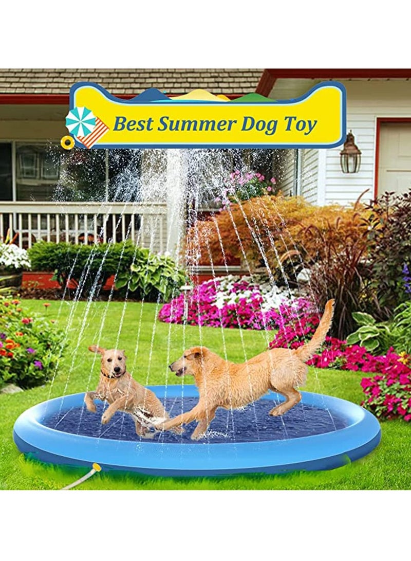 SYOSI Splash Sprinkler Pad for Dogs Kids Anti-Slip Thickened Dog Pool Durable Upgrade Bath Pool Pet Summer Outdoor Water Toys Backyard Fountain Play Mat for Pet Dogs and Kiddie (150CM) - Image 3