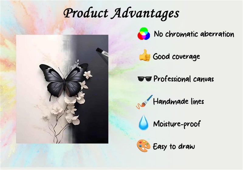 Hestarcul Butterfly Paint by Numbers Kits for Adults,Flowers Paint by Numbers Kits on Canvas,Color by Number Easy DIY Acrylic Painting for Beginnerï¼ŒHome Wall Decoration and Gifts - Image 5