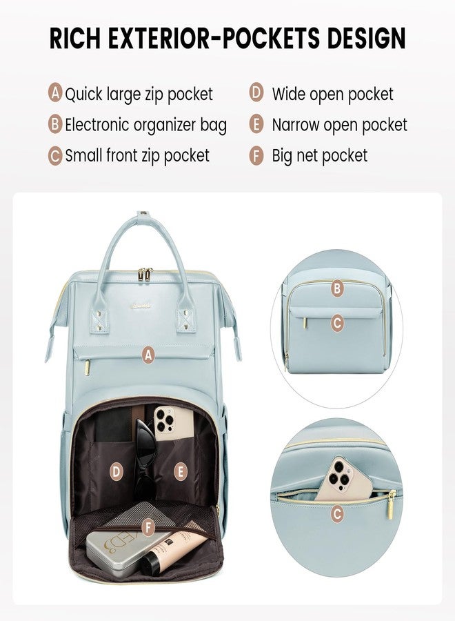 لوف فوك حقيبة ظهر لابتوب LOVEVOOK للنساء، حقيبة ظهر أنيقة للنساء...، وردي وأزرق، 15.6 بوصة، حقائب سفر - Image 3