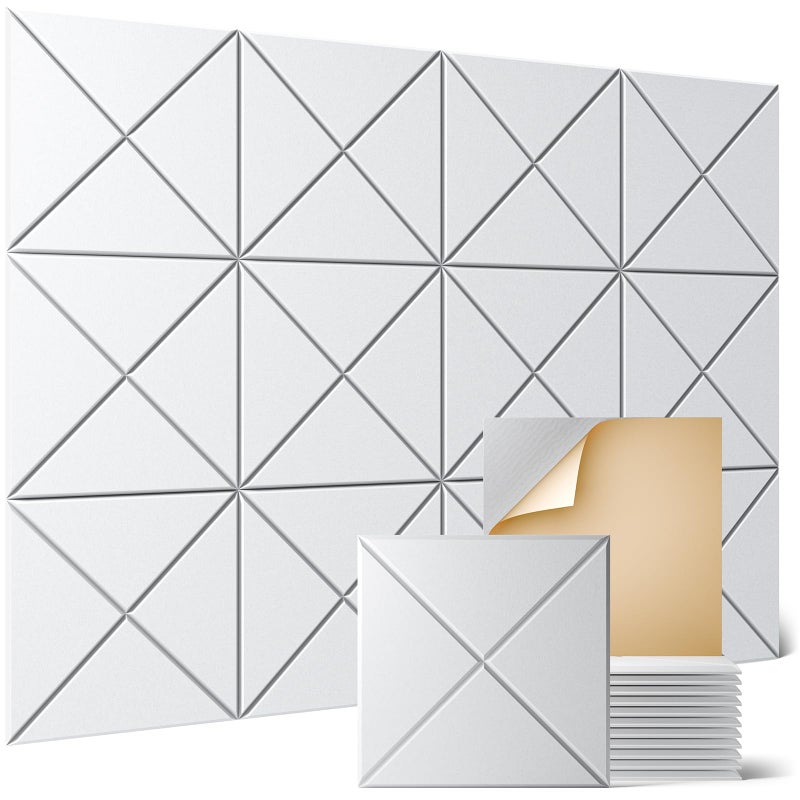 Sonicism 12 Pack X-Lined Acoustic Panels with Self-Adhesive, 12"X 12"X 0.4" Sound Proof Foam Panels, Decorative Soundproof Wall Panels, Sound Absorbing Tile for Home & Offices, White - Image 1