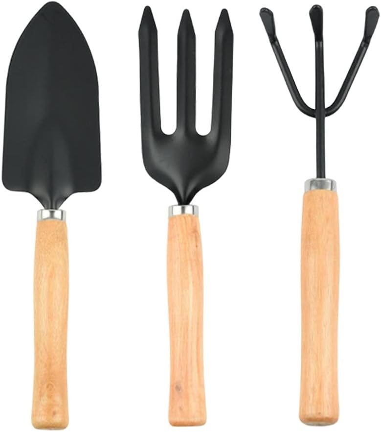 ويوبلز مجموعة أدوات بستنة مكونة من 3 قطع، أدوات بستنة متينة، مجموعة أدوات بستنة يدوية تتضمن مجرفة ومشط ومعول لزراعة نباتات الزهور الصغيرة، مجموعة أدوات زراعة يدوية - Image 1