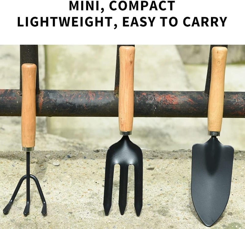 ويوبلز مجموعة أدوات بستنة مكونة من 3 قطع، أدوات بستنة متينة، مجموعة أدوات بستنة يدوية تتضمن مجرفة ومشط ومعول لزراعة نباتات الزهور الصغيرة، مجموعة أدوات زراعة يدوية - Image 5