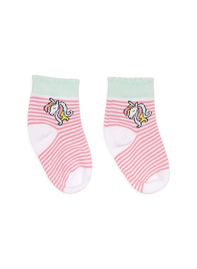 Kicks & Crawl Baby Boys & Baby Girls Anti-skid/slip Unicorn Land Flat Socks-Pack of 3 (0-6M) - Image 5