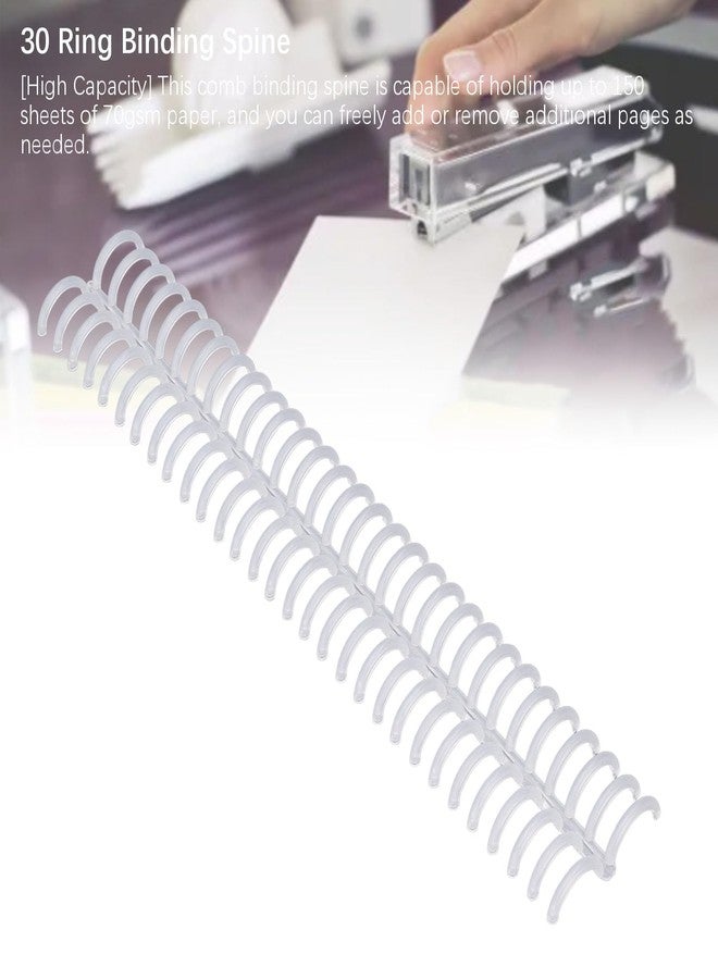 فوكتي 10 قطع من أمشاط التجليد الحلقية مقاس 30، أمشاط بلاستيكية مقاس 19 مم بطول قابل للتخصيص، سعة عالية تصل إلى 150 ورقة، مجموعة أمشاط التجليد لورق A4 وB5 وA5 (شفافة) - Image 4