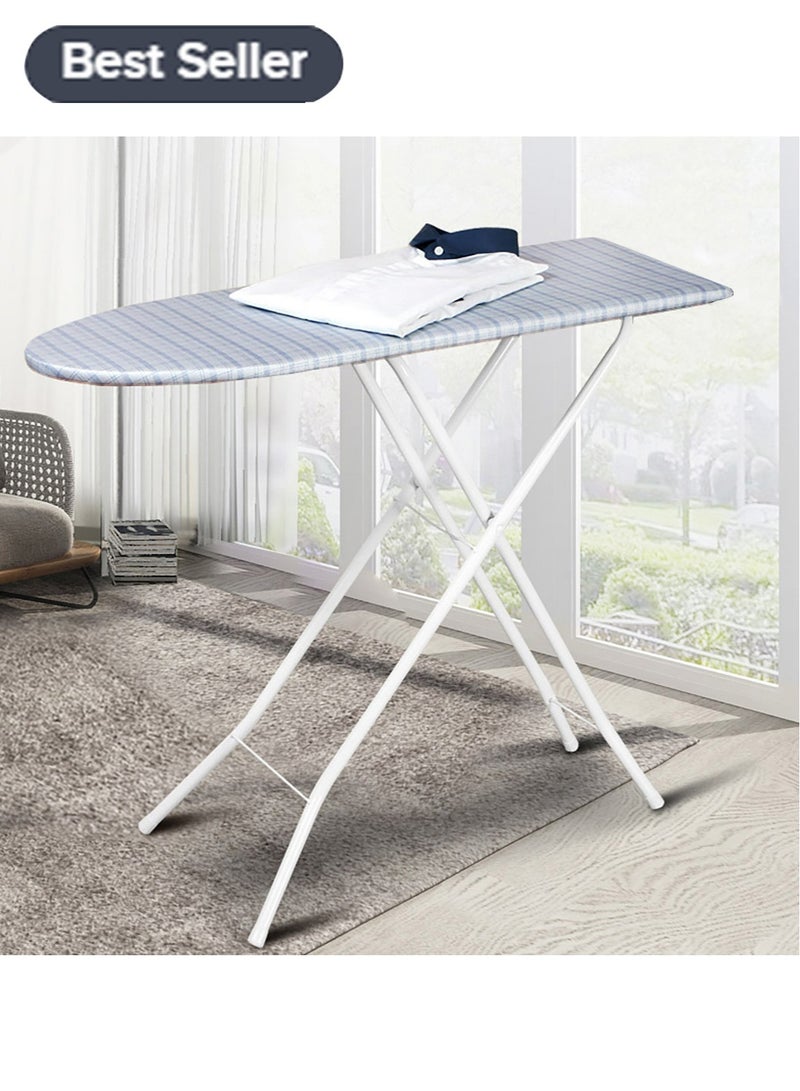 Meiyilan Ironing Board with White Thick Heat Resistant Cover, 81 * 31cm, Iron Board, Iron Rest, Anti-Skid Feet - Image 1