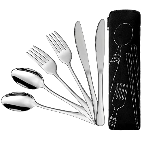 Minatee 9 Pieces Eating Portion Control Flatware Utensils Bariatric Silverware Weight Loss Portion Management Control Serving Spoons Forks Knives Stainless Steel Utensils with Storage Bag - Image 4