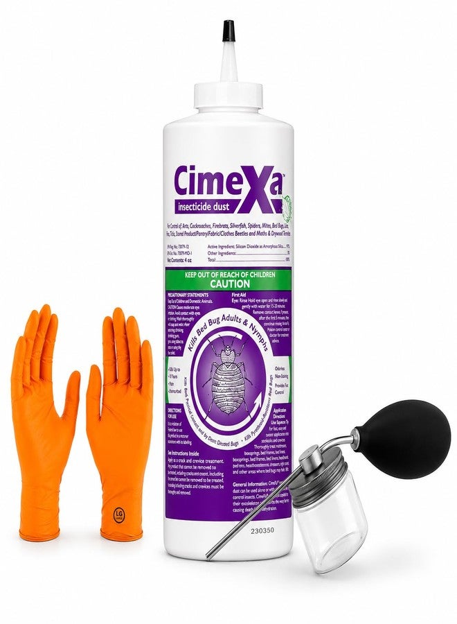 USA Supply Rockwell CimeXa Insecticide Dust - Long-Lasting, Odorless Silica Dust for Bed Bugs, Fleas, Ticks & Crawling Insects - 4 oz Bottle | Includes Puffer | Premium USA Supply Gloves for Safe Eradication - Image 1