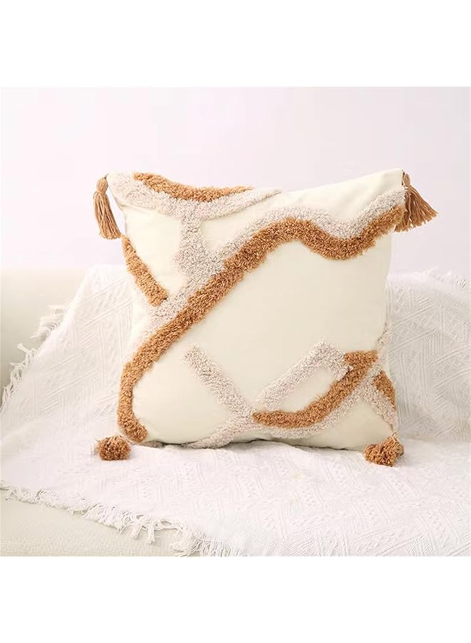 Green Tiger Cushion Cover 45x45cm Handcrafted Throw Pillow Cover  Decor Cushion Decorative Pillowcase Woven Throw Tufted for Home Bohemian Decor (Style-8) - Image 1