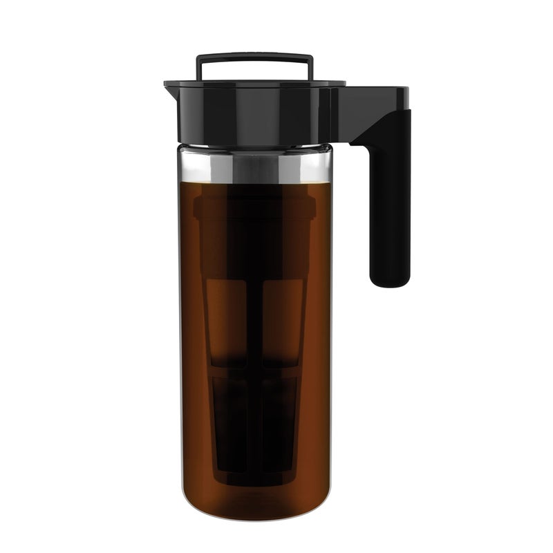 Takeya Takeya Glass Cold Brew Coffee Maker for Iced Coffee Airtight Pitcher Premium Quality 2 Quart Black Lid and Handle 