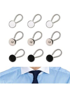 9 Pack Metal Shirt Collar on Extenders for Men's Dress Shirts - Comfortable Collar Expander and Tie Buckle Extension (3 Varieties)