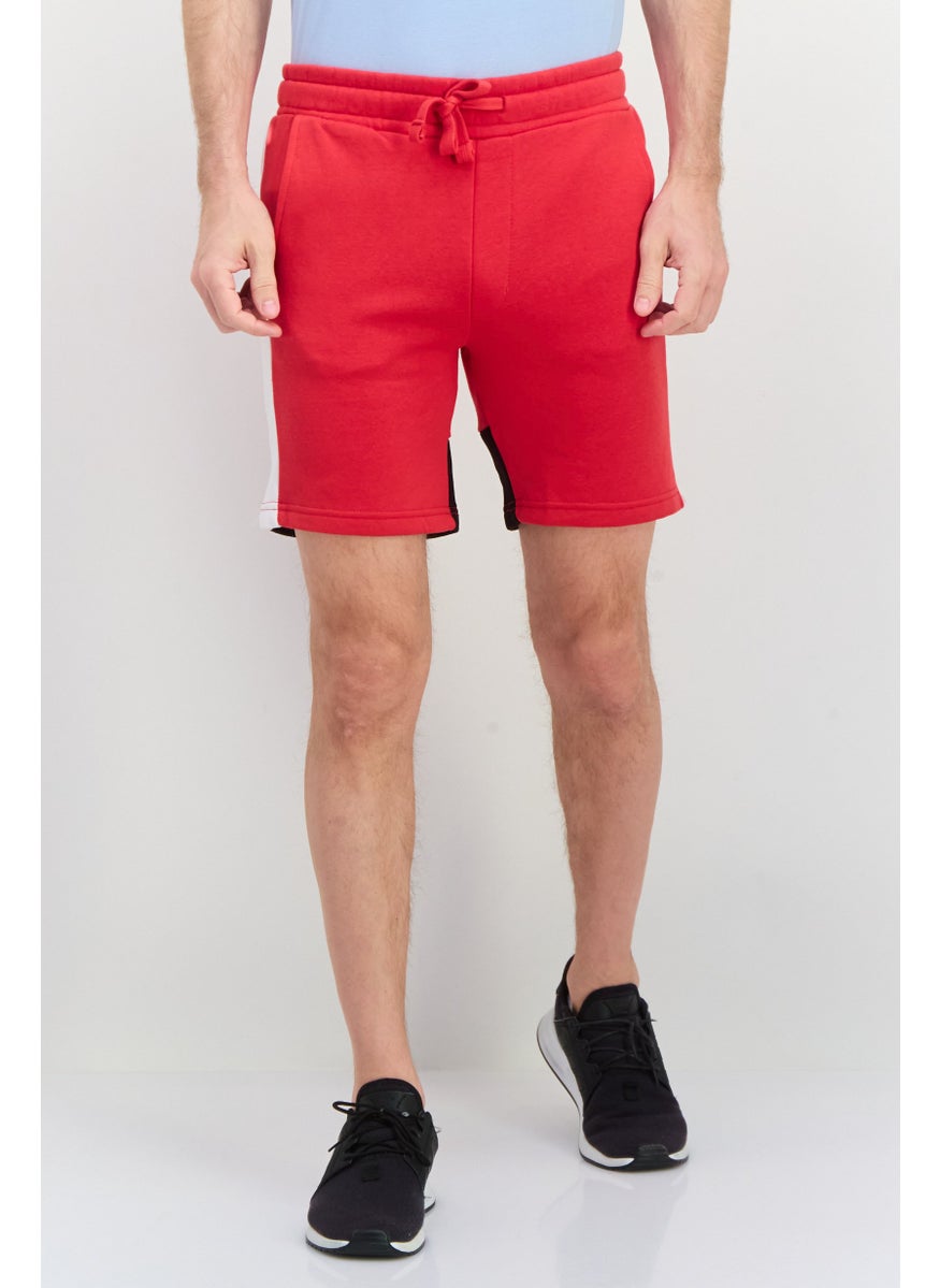 CROSSHATCH Men Brand Logo Drawstring Shorts, Red Combo  - Image 1