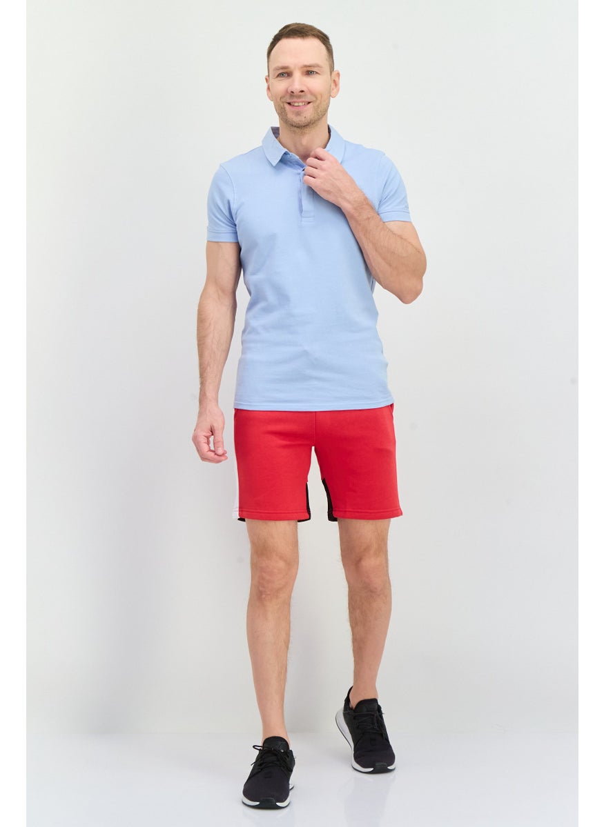 CROSSHATCH Men Brand Logo Drawstring Shorts, Red Combo  - Image 2