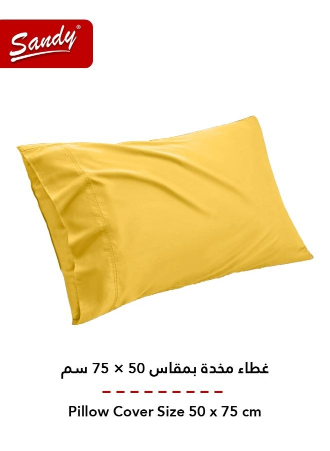 ساندي طقم شرشف مطاط ساندي فاخر بجودة الفنادق مع غطاء وسادة، طقم من 2 قطعة، شديد النعومة وجيد التهوية وبارد, مقاس مفرد عريض نفر ونص 120 × 200 سم, كناري - Image 4