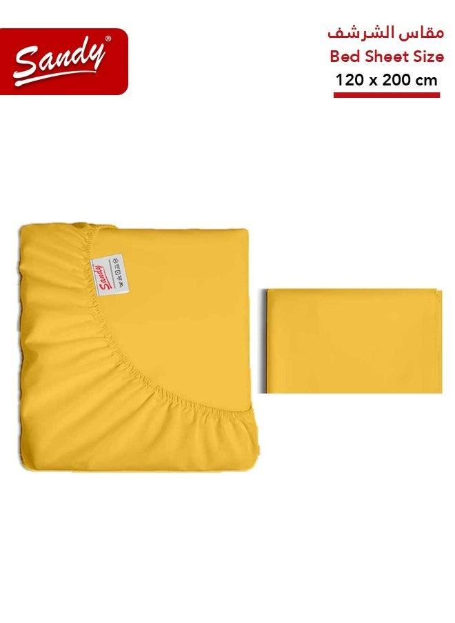 Sandy Sandy Premium Hotel Quality Fitted Sheet and Pillow Case, Bed Sheet 2 Pieces Set, Soft & Breathable and Cooling, Extra Twin Size 120 x 200 cm, Canary  - Image 1